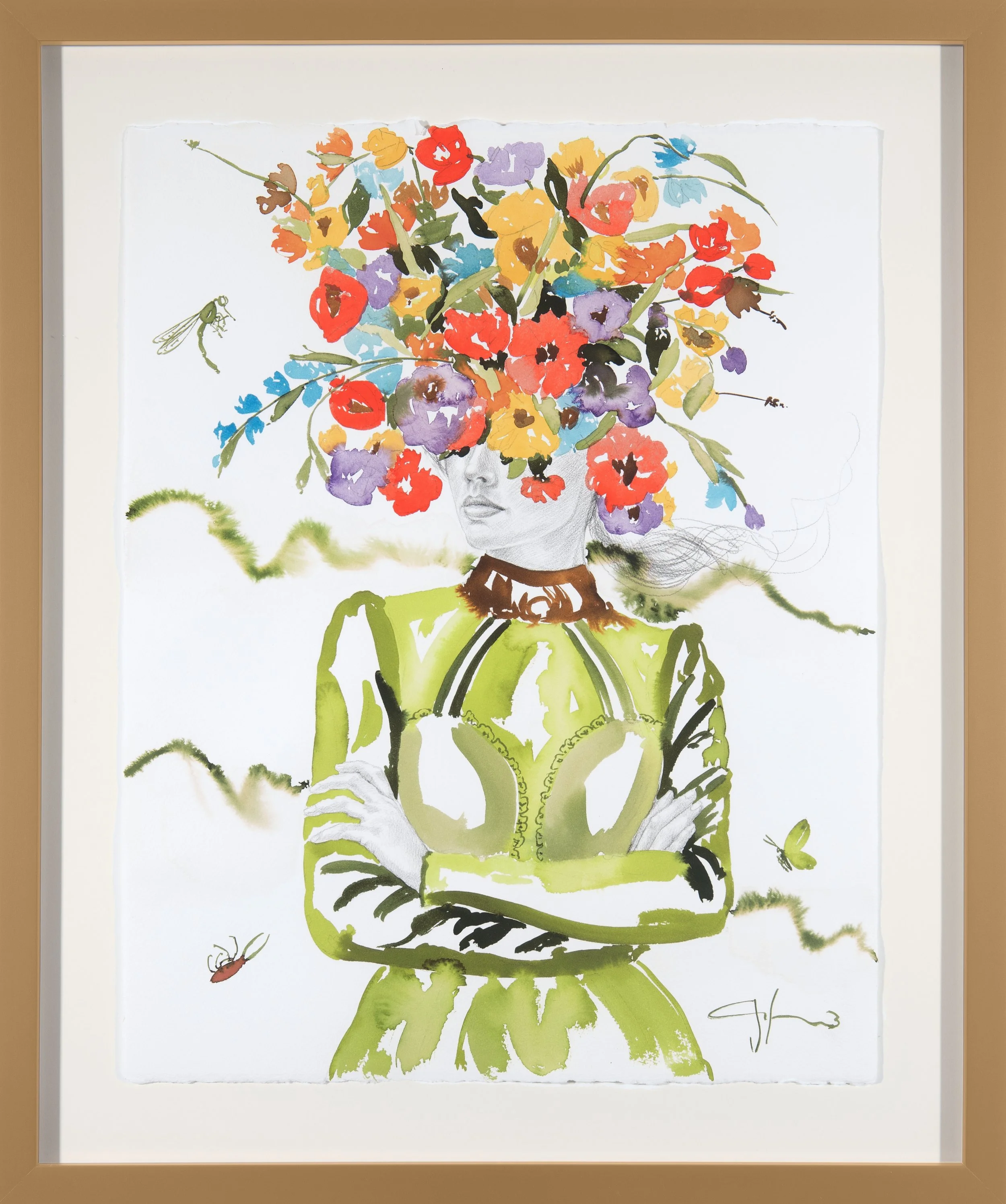   A Woman of Influence   Watercolor, ink &amp; graphite on paper  25.5 × 21.5 in., framed    Click to Inquire   