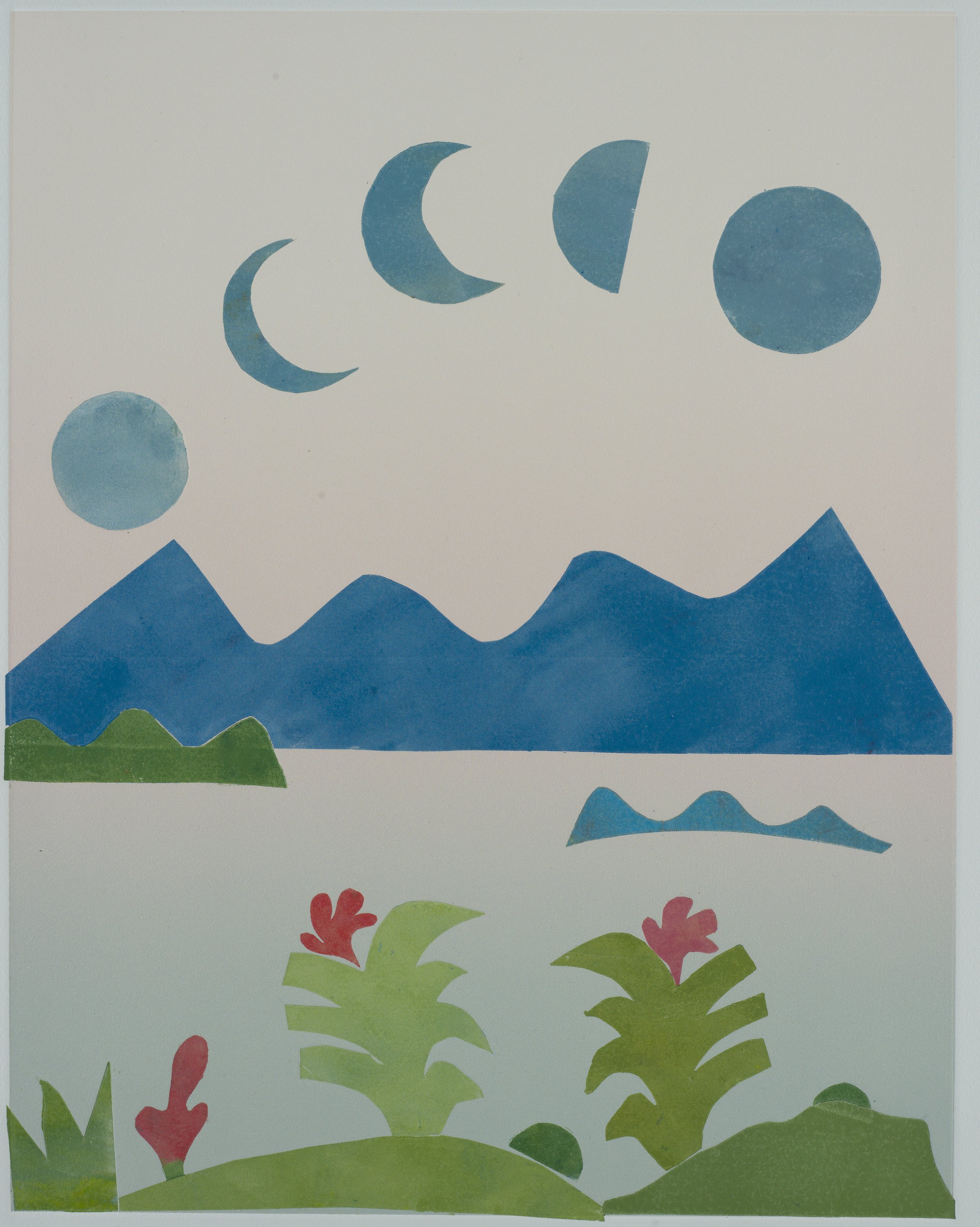   Moon Rise - Costa Sur   Monotype on BFK paper  19.75 × 15.5 in., image size; 30 × 22 in., paper size  Signed, titled, &amp; numbered ‘1/1’ on front    Click to Inquire   