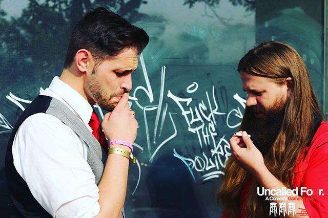 One of my favorite old pics of Jake and I getting ready to go on stage for Uncalled Four. Make sure and get your tickets for U4 this Sunday, 7pm at Comedy Works. Hit me up for a super secret promo code. 
#tbt #denvercomedy #denverevents #uncalledfour