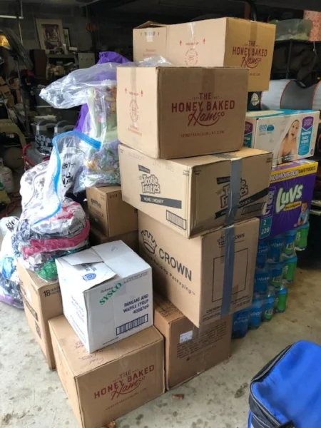 A portion of donations collected in Maryland and delivered to North Carolina.