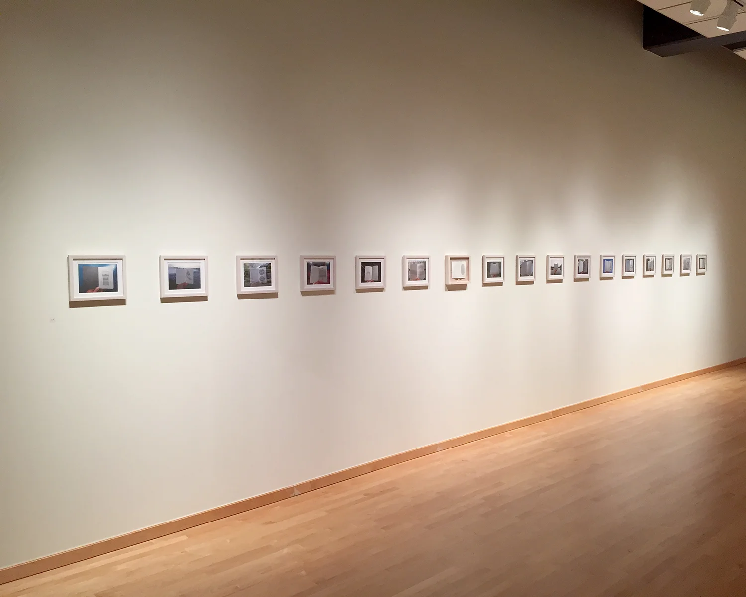 Grey Journal #1 _ framed original journal installed with 16 framed photographs as part of solo exhibition, Reading Room , at Washington & Lee University