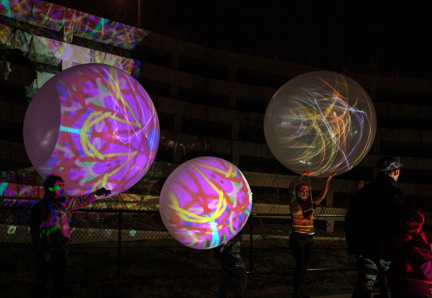 "Walk with Light" on the 606 - collaborative moving light drawings with illuminated balloons by FieldWork. Photos courtesy of FieldWork.