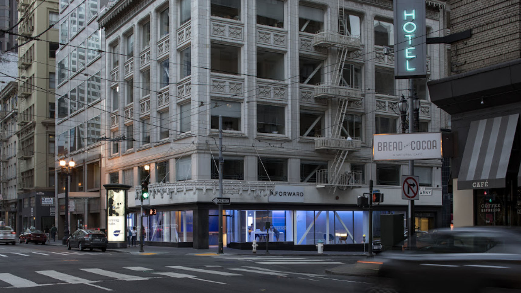 Modern Storefront - Located in downtown San Francisco, we were hired to produce an interactive art installation that comes alive every night.