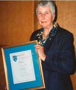 Ave Petch with her 2003 ‘Bishop’s Award for Faithful Service’