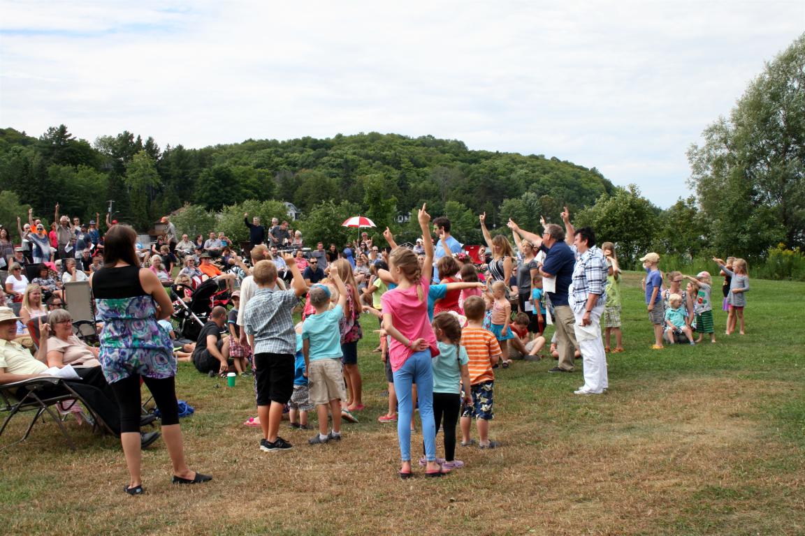  "One way!" bev hicks and anne moore lead the kids in their charge to the crowd