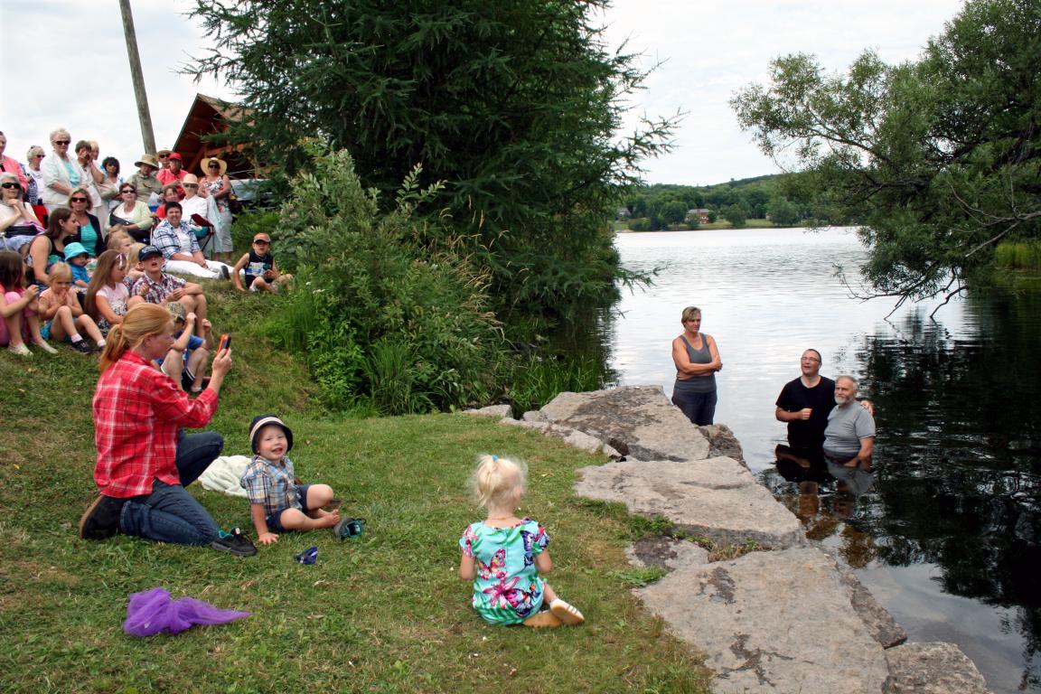lakeside Baptist church holds several baptisms in the lake after the service!
