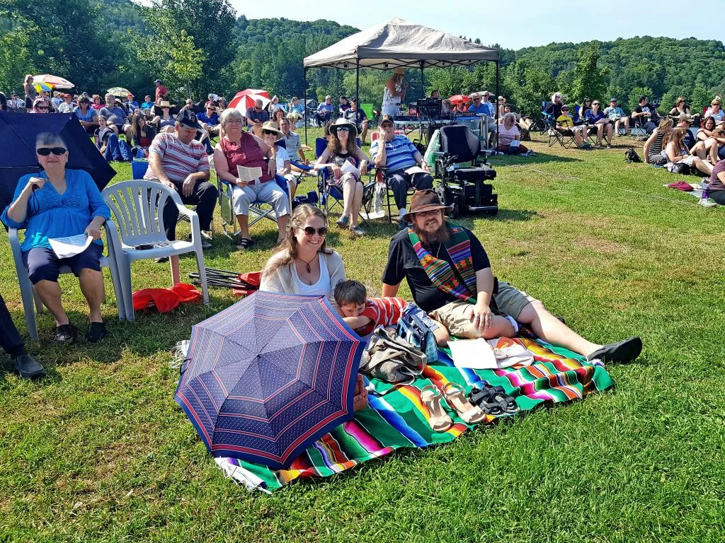 The McClure family enjoying the pre-sermon sizzle