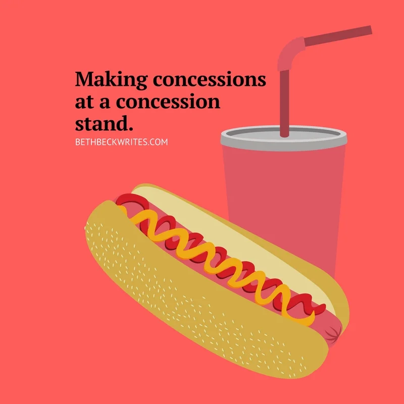 Making concessions at a concession stand. 