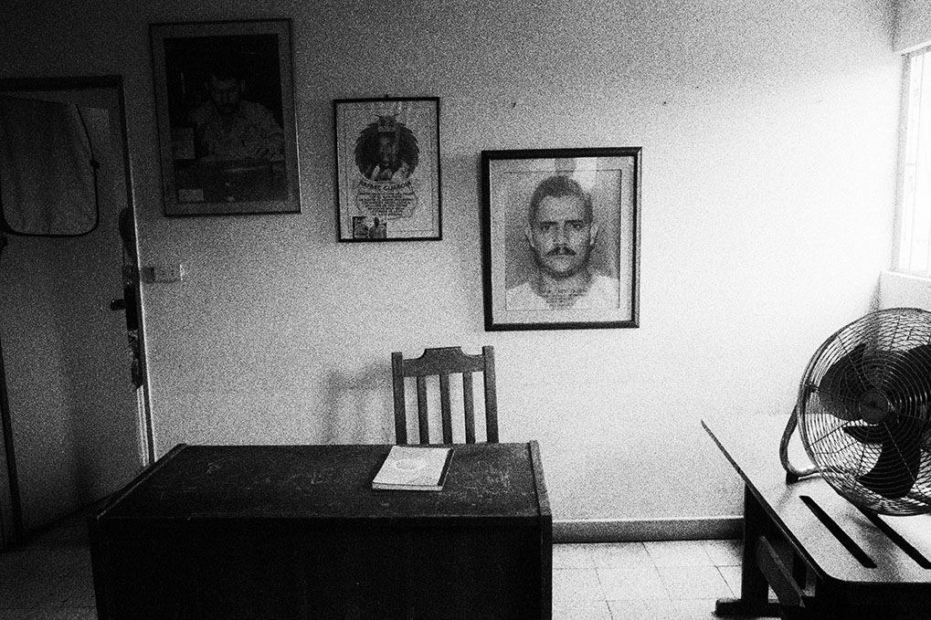  Offices of the Segovia section of the Sintraminergética miners union, with photographs of assassinated union leaders on the wall. The union is still subject to numerous death threats, which leaders believe come from paramilitary groups opposed to t