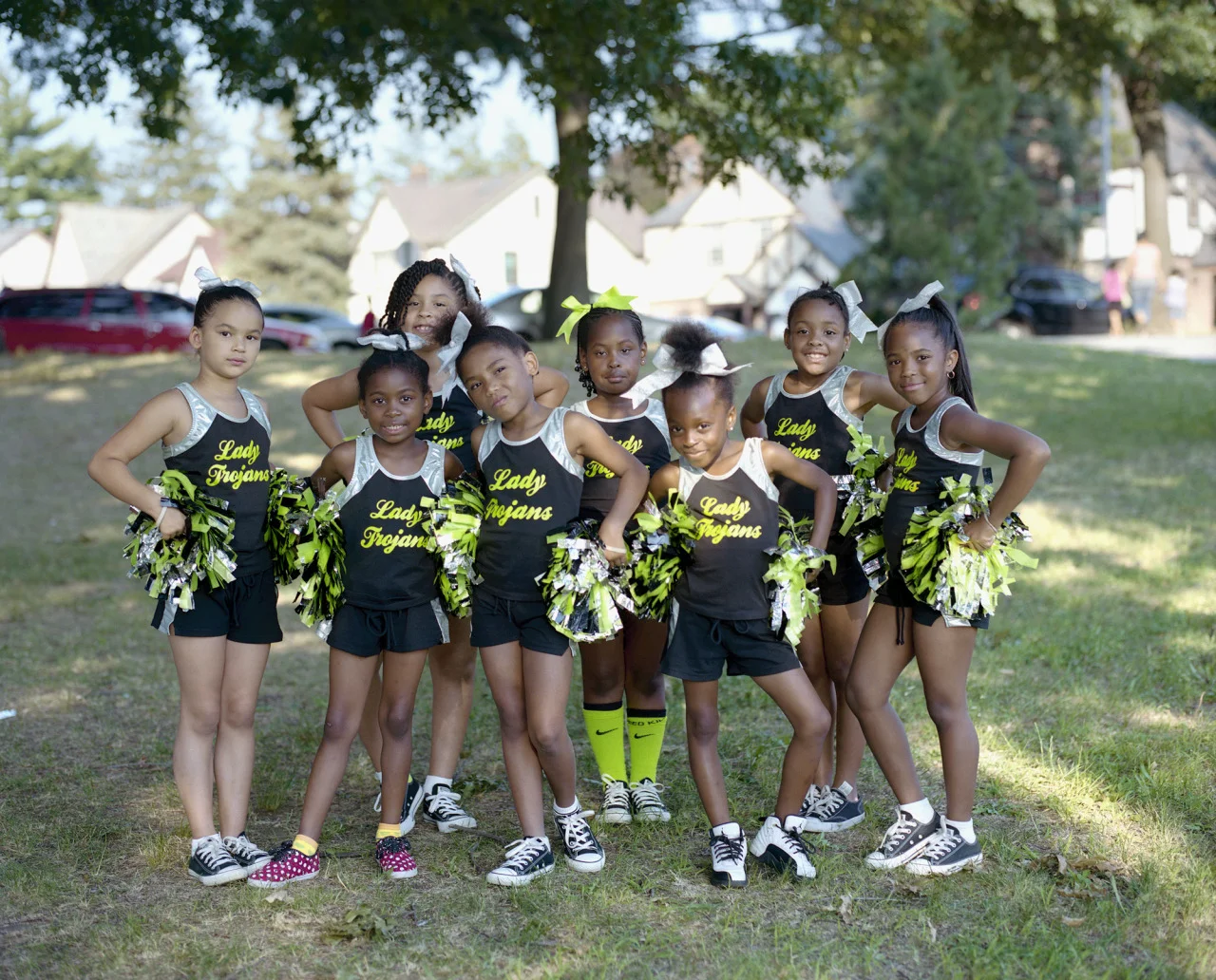 Elias Williams. St. Albans Lady Trojans before practice at St. Albans memorial park.