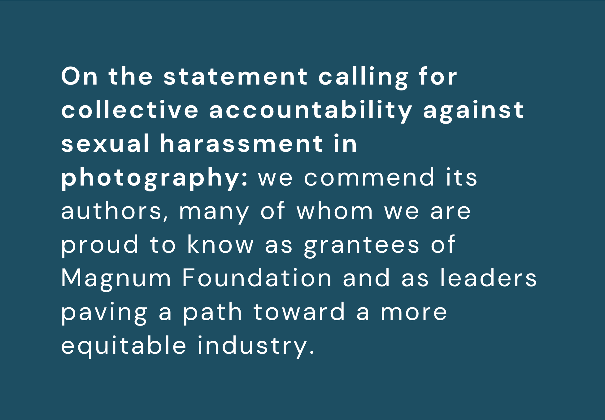A Message from the Magnum Foundation