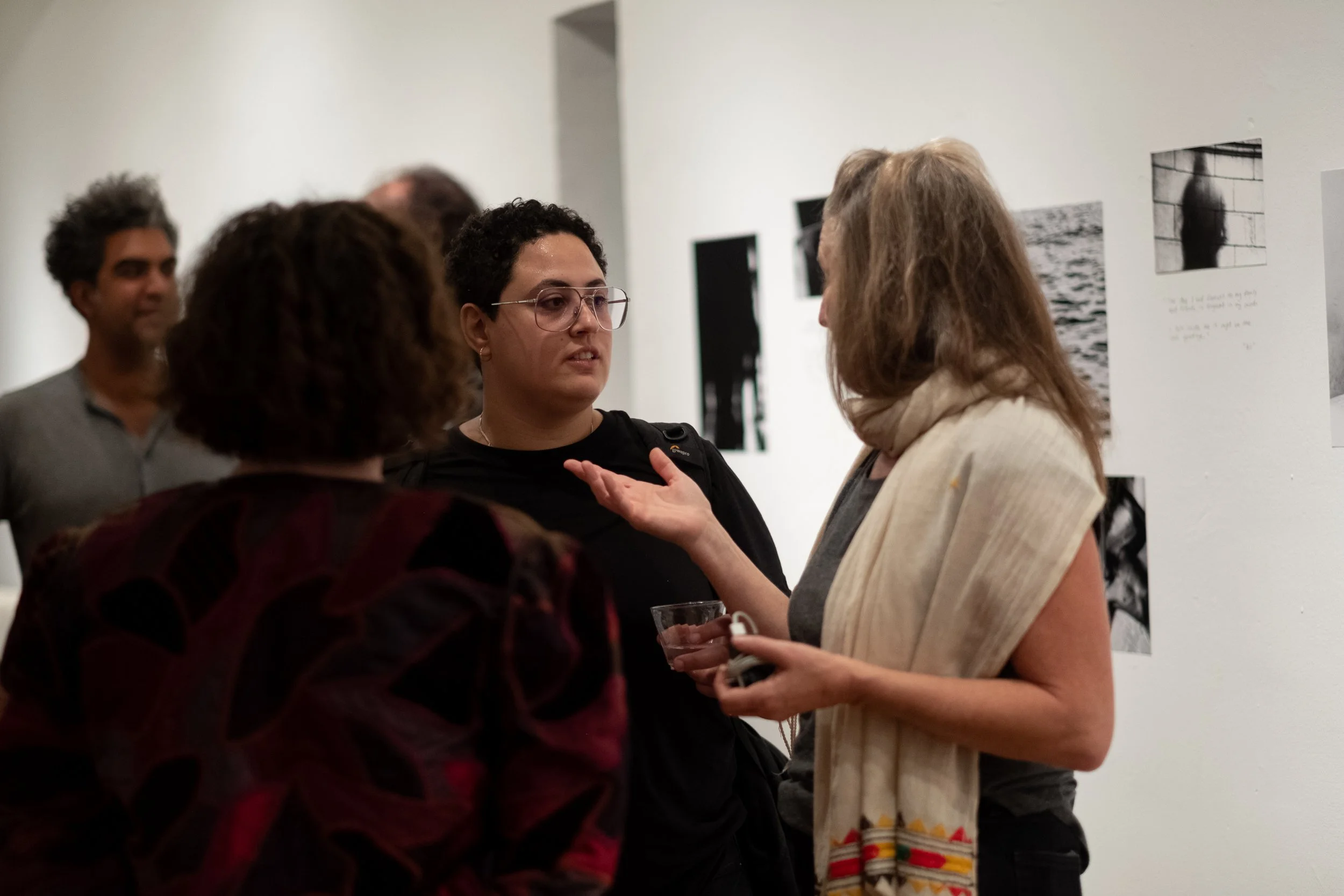  2021 ADPP grantee Lina Khalid in conversation with program coordinator Jessica Murray at the Magnum Foundation. 
