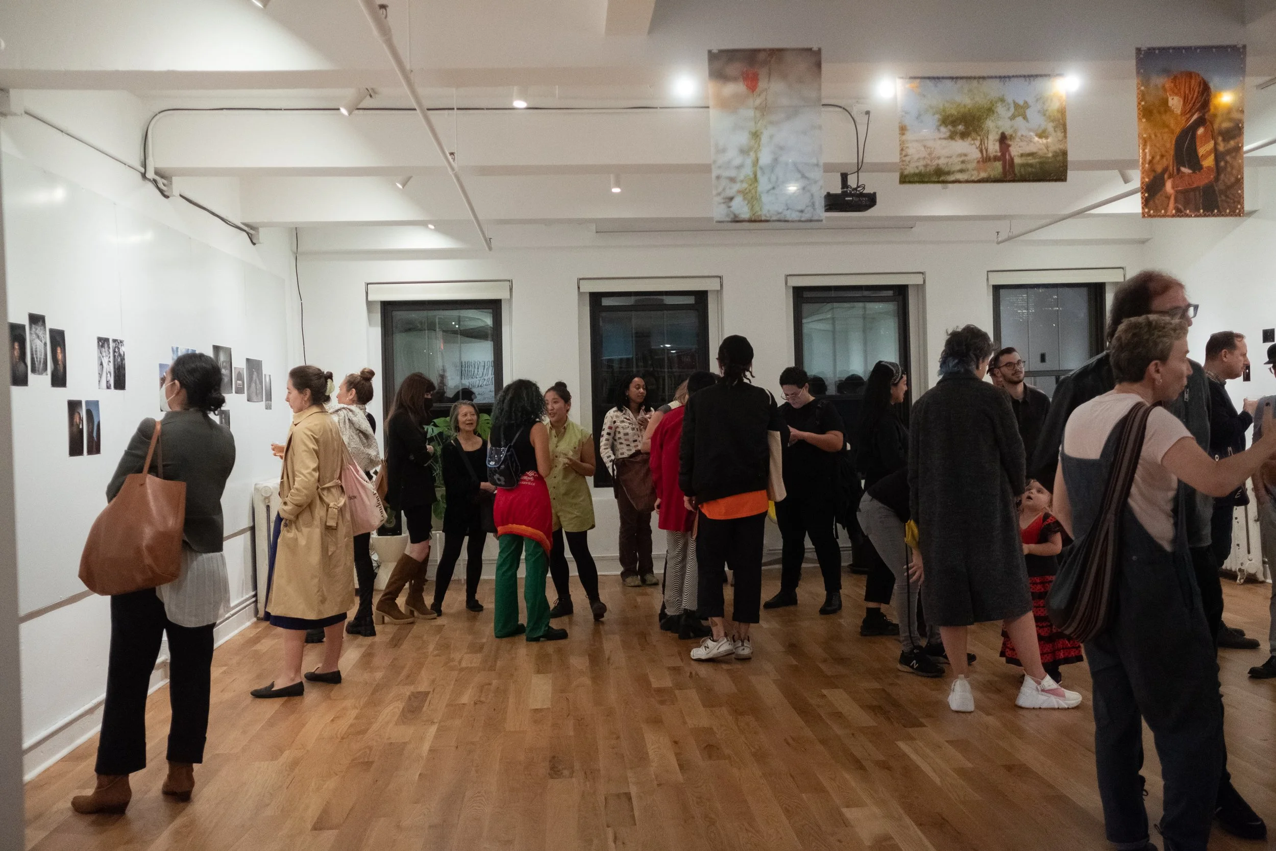 Work by Rehab Eldalil hangs from the ceiling at the Magnum Foundation.  