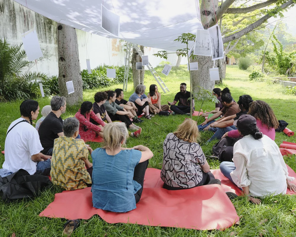  Ofoe Amegavie shares his experimental project activation during the second workshop. Photo by Tif Ng.  
