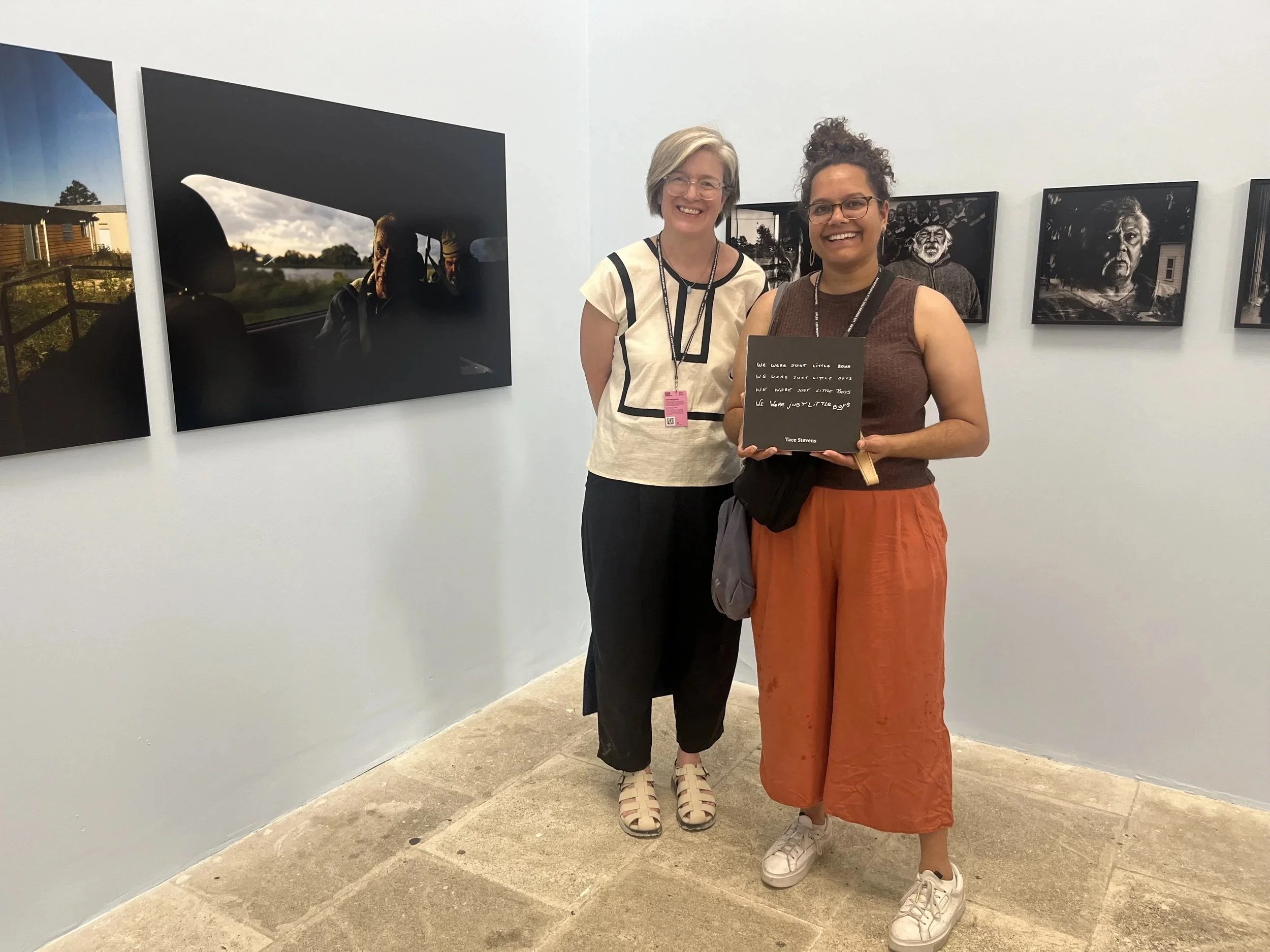  Kristen Lubben with grantee Tace Stevens at her show in Arles. 