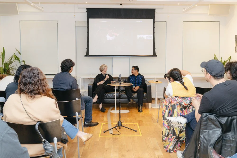  Kristen Lubben and Yael Martínez speaking at the book launch event of  Luciérnagas  at Magnum Foundation. 