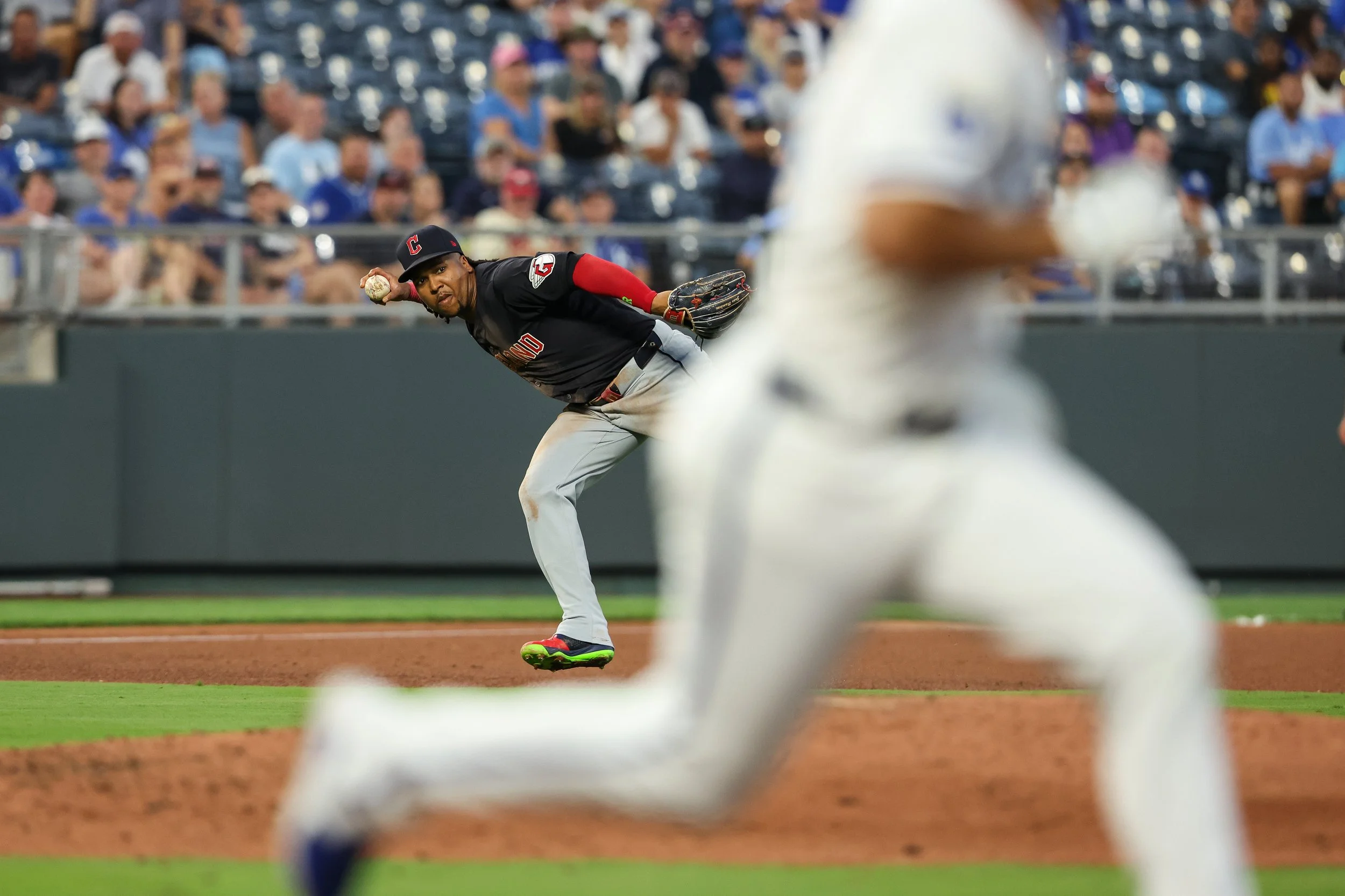 09042024_CLE@KC_Jose Ramirez attmeps throw at first_TGatlin (2).JPG