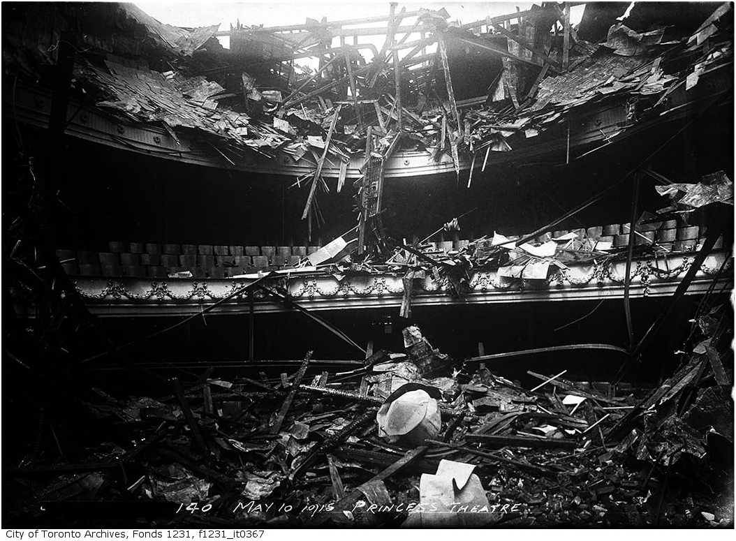 "Princess Theatre ruins after fire." 10 May 1915. City of Toronto Archives, Fonds 1231, Item 367.