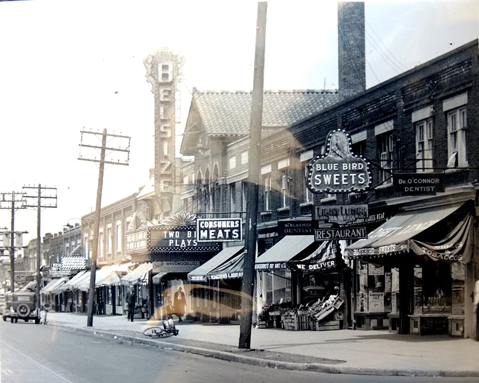 Belsize Theatre - Exterior - Taylor, Doug. "Toronto's old movie theatres - the Regent (the Belsize, the Crest)". Historic Toronto. City of Toronto Archives, Series 1278, File 27. tayloronhistory.com/2013/12/21/torontos-old-movie-theatresthe-regent-mt-pleasant/