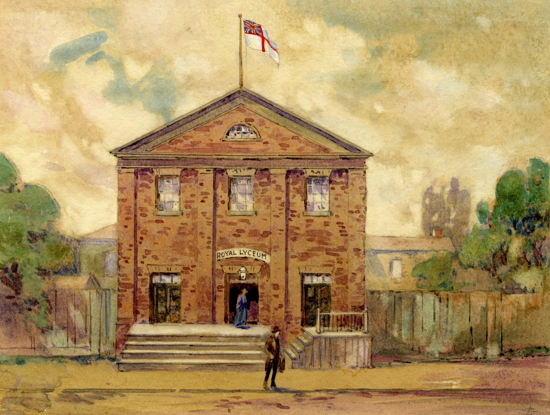 Royal Lyceum Theatre - Exterior Cotton, John Wesley. "Royal Lyceum Theatre, King St. W., s. side, between Bay & York Sts." Toronto Public Library. Toronto Reference Library, Baldwin Collection, JRR 857. www.torontopubliclibrary.ca/detail.jsp?R=DC-PICTURES-R-6837