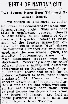 Article from the Toronto Star, September 22, 1915.