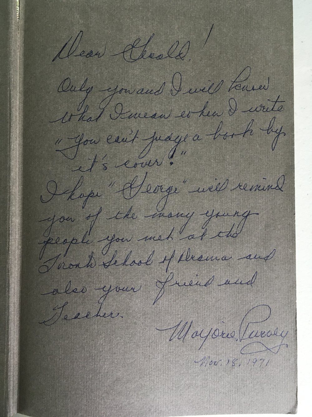 Williams book inscription