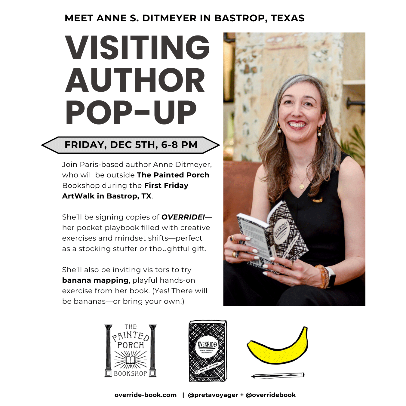 Meet Me at The Painted Porch: First Friday ArtWalk Book Pop-Up (Dec 5, Bastrop, TX)