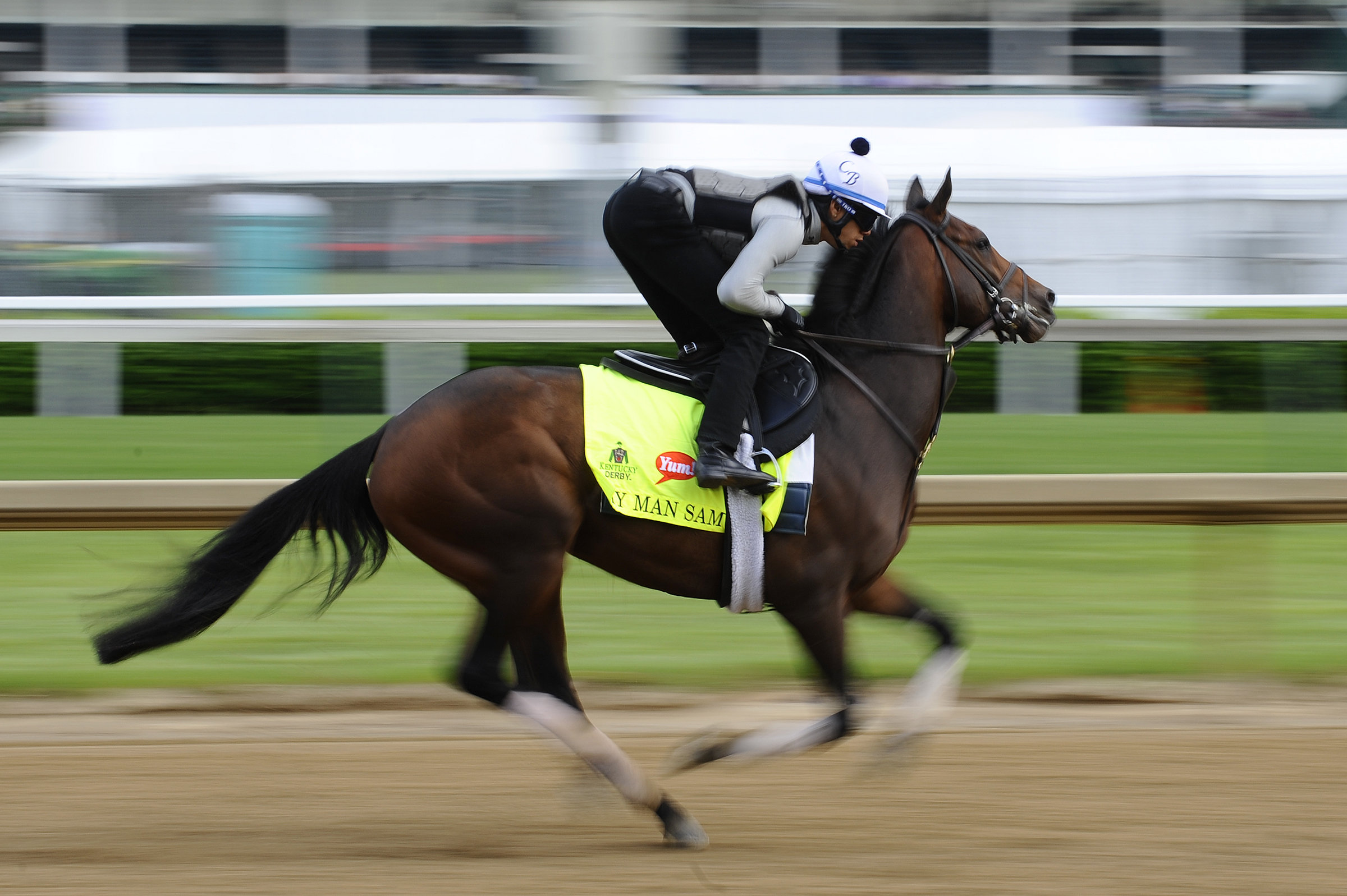  Kentucky Derby horse My Man Sam goes through morning workouts on Wednesday, May 4, 2016, at Churchill Downs racetrack. 