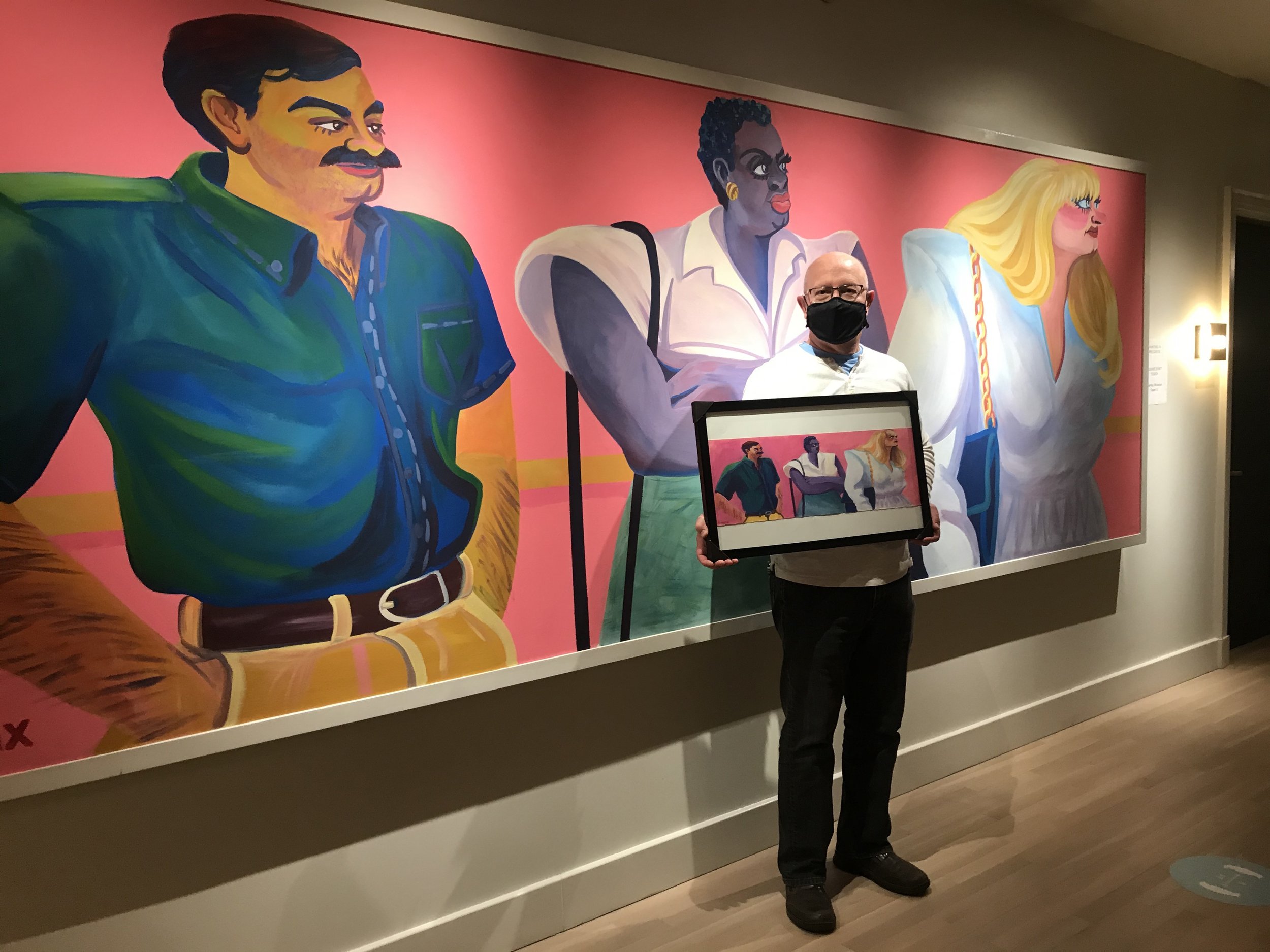  Arnold, a guest staying at the hotel, purchased the original piece after witnessing the painting of the mural 