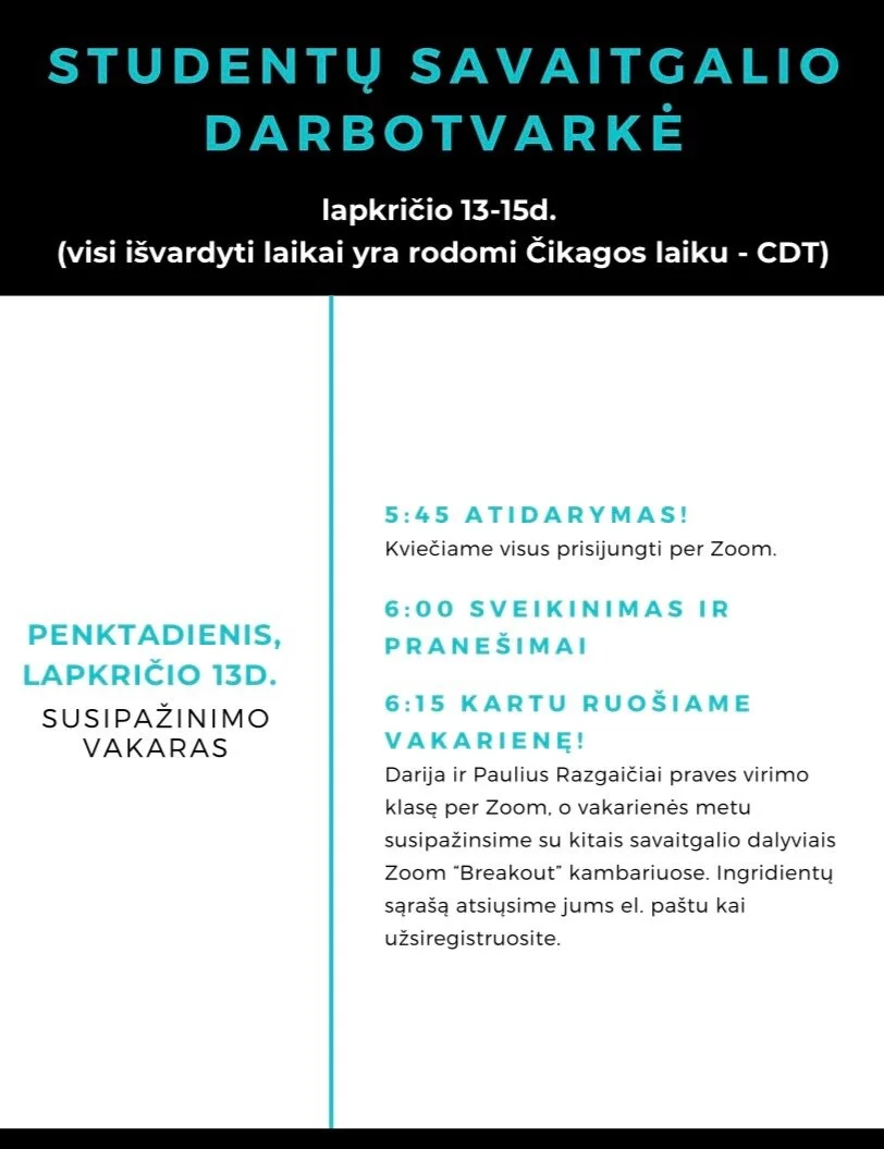 2020 Studentų Ateitininkų Savaitgalis lapkričio 13-15 d. 
