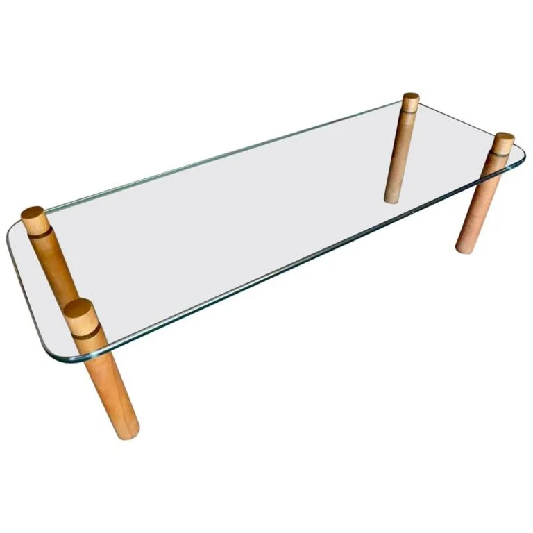 Walnut and Glass Coffee Table Attributed to Fabio Lenci C. 1969
