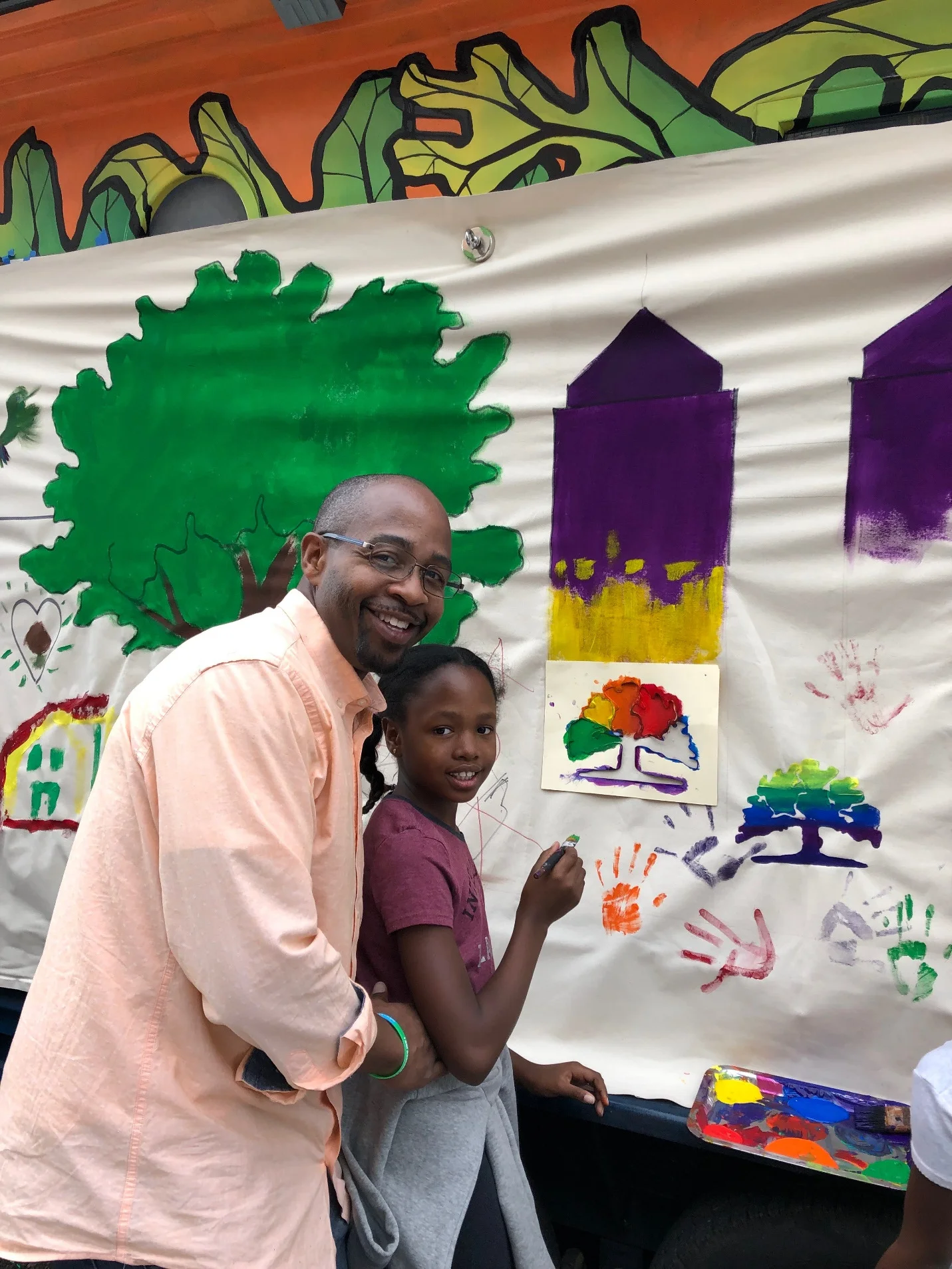 Pictured is newly-elected Council Member Loren Taylor assisting his daughter’s fine stencil work.