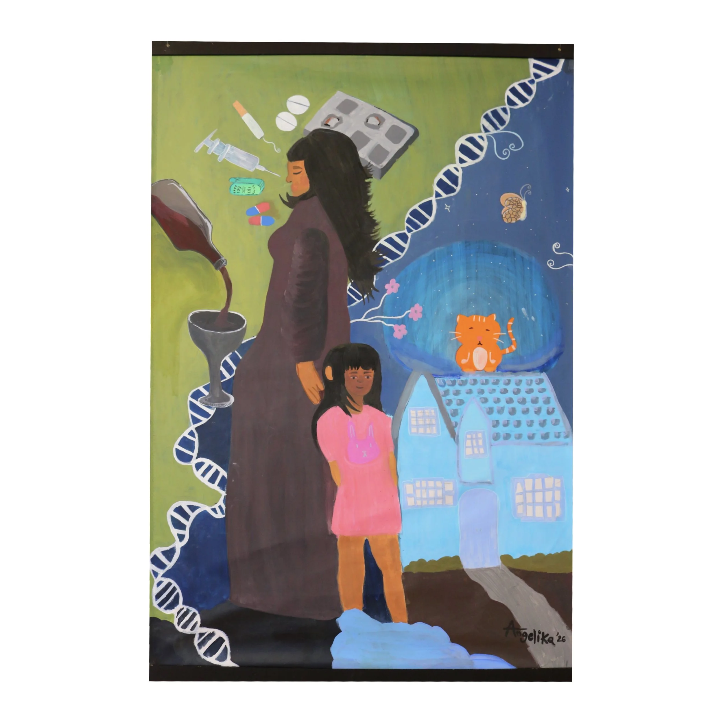   Angelika J. D.   ArtEsteem’s Legacy Project | 12th Grade     Guardian Angel  (2026)  Acrylic | Gessoed Cotton Canvas    I am a 12th grader at Street Academy, and a student of the Legacy Project at The Center for ArtEsteem. For this piece, we were s