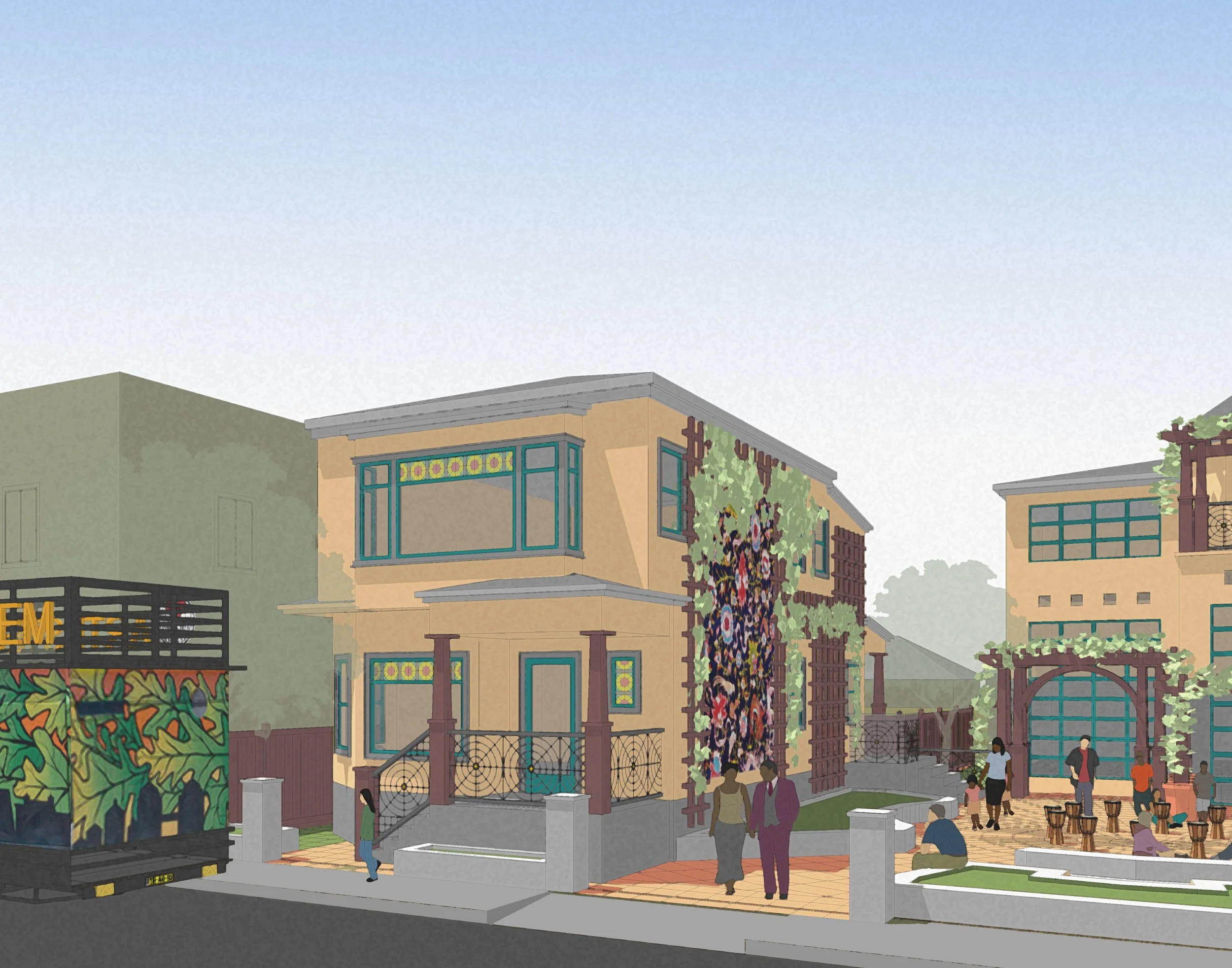 Street view rendering from Phase 1 concept work, andrews+chang design.