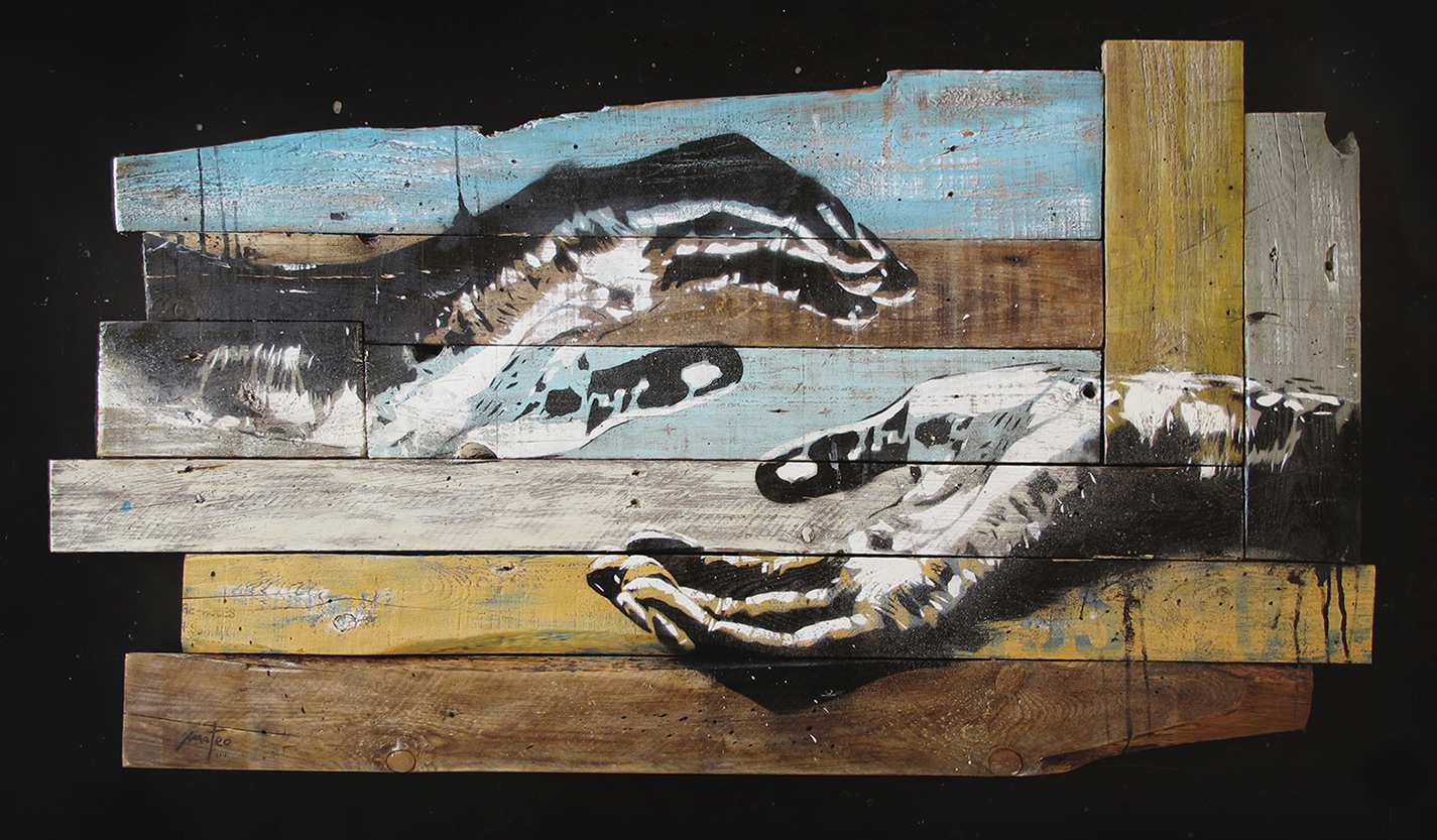 COMPASSION - spray & acrylic on wood / 106x50 cm / nov 2014