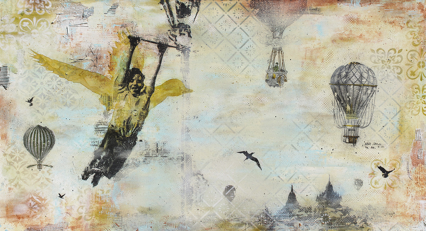 LES MAINS LIBRES - mixed media on canvas / 180x90 cm / mars 2016