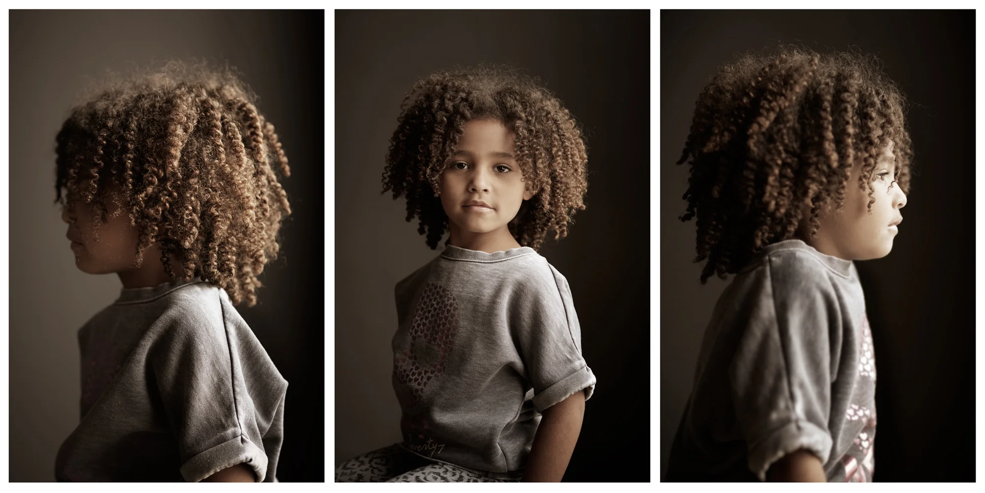 Portrait Photography Derek Israelsen Profile Kid Natural Hair Triptych