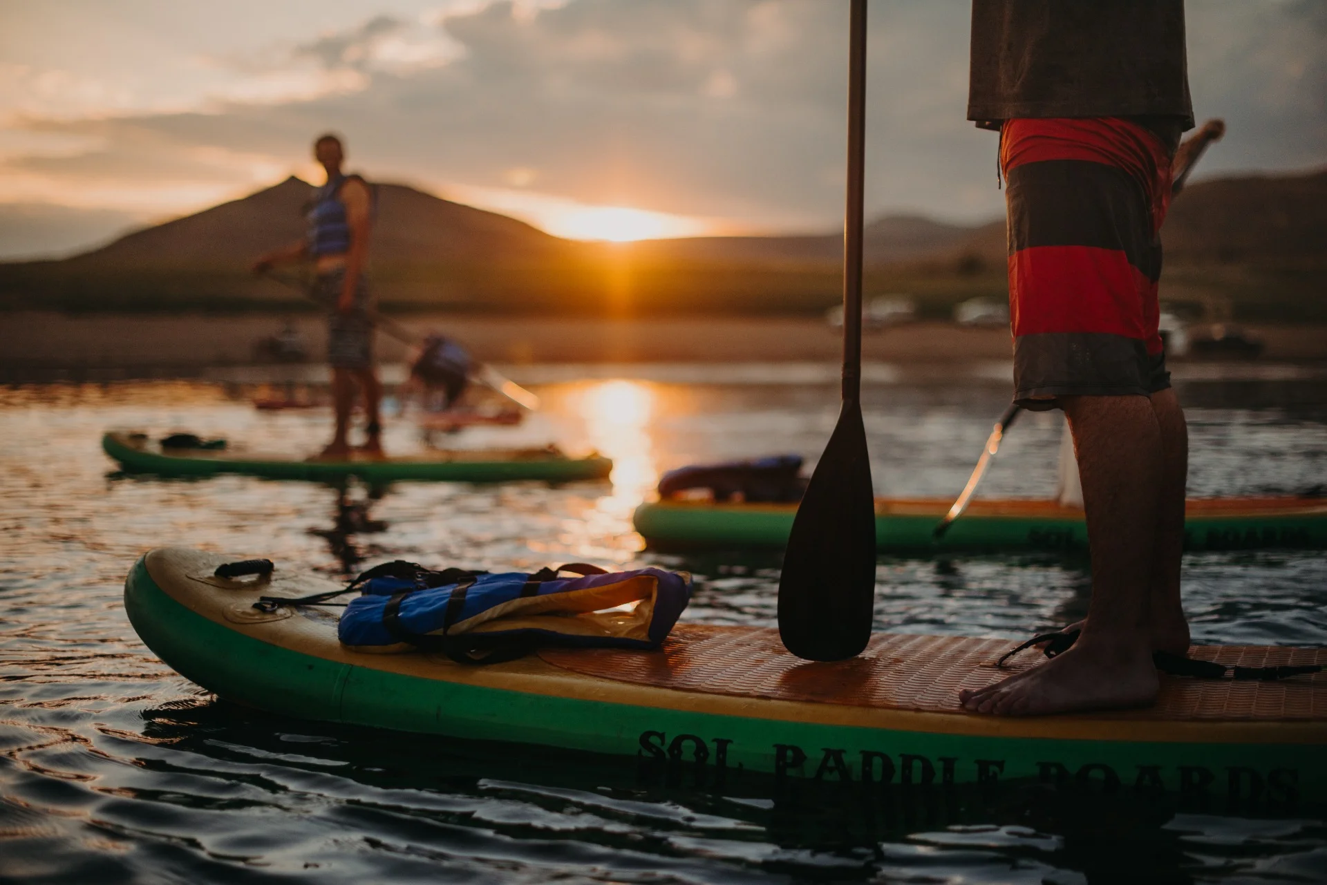 Enjoying a sunset paddle on the Blue Mesa