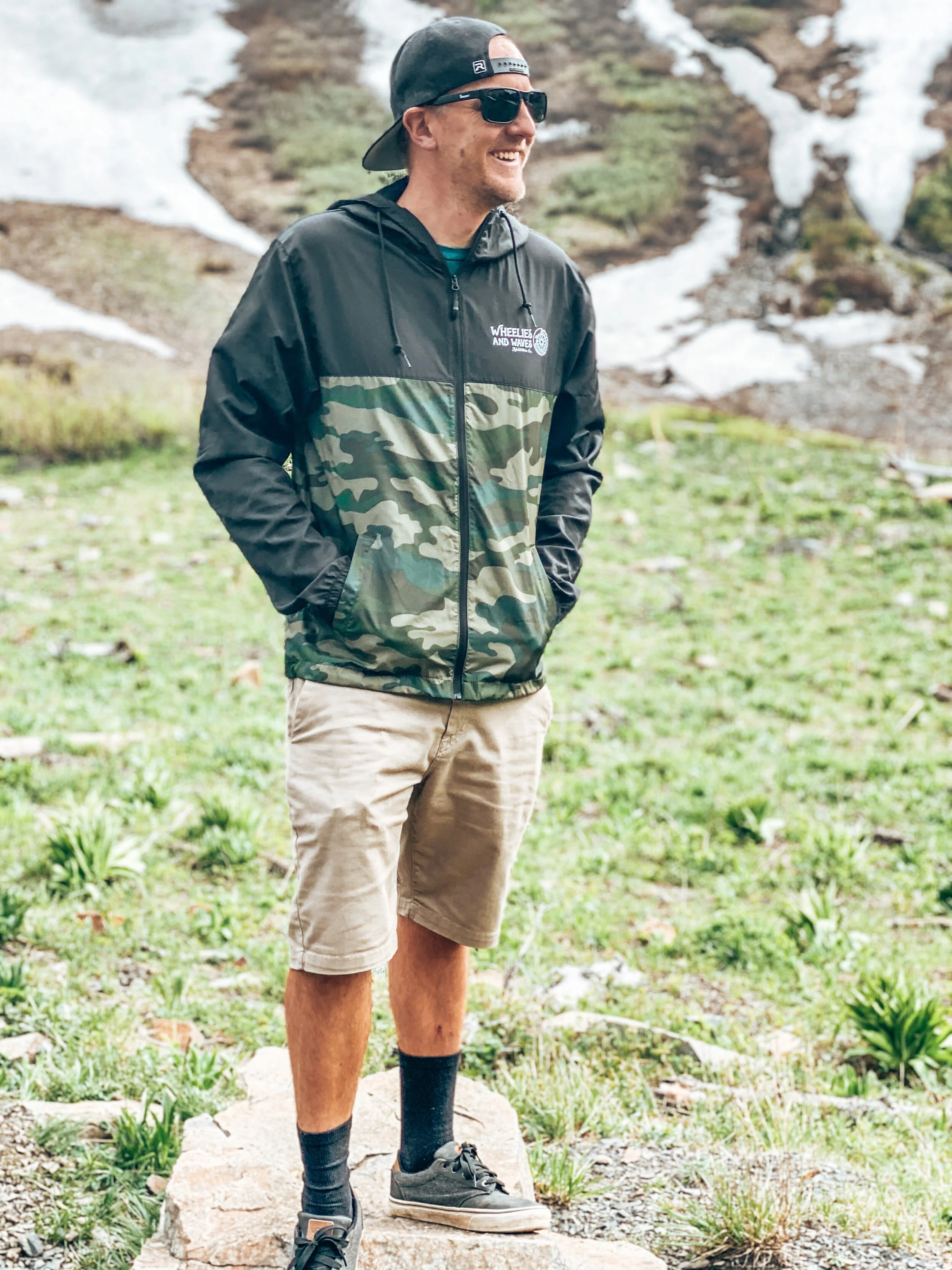 Camo Windbreaker — Wheelies and Waves