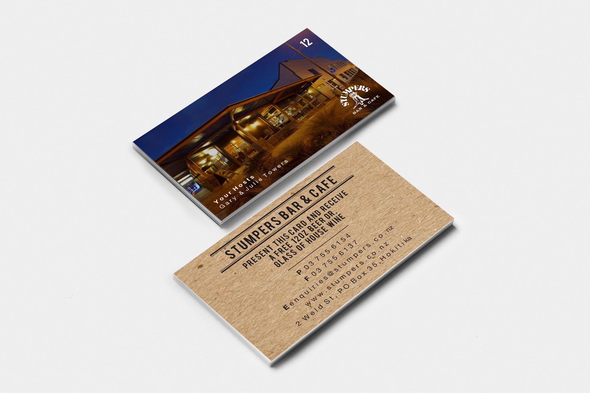 Stumpers Bar &amp; Cafe Beverage Card Design