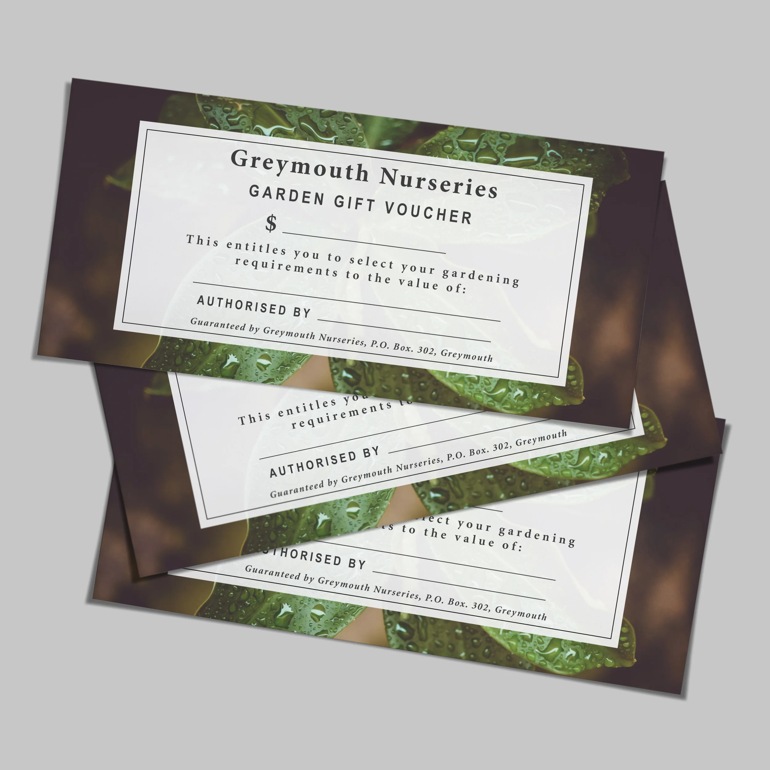 Greymouth Nurseries Gift Voucher Design