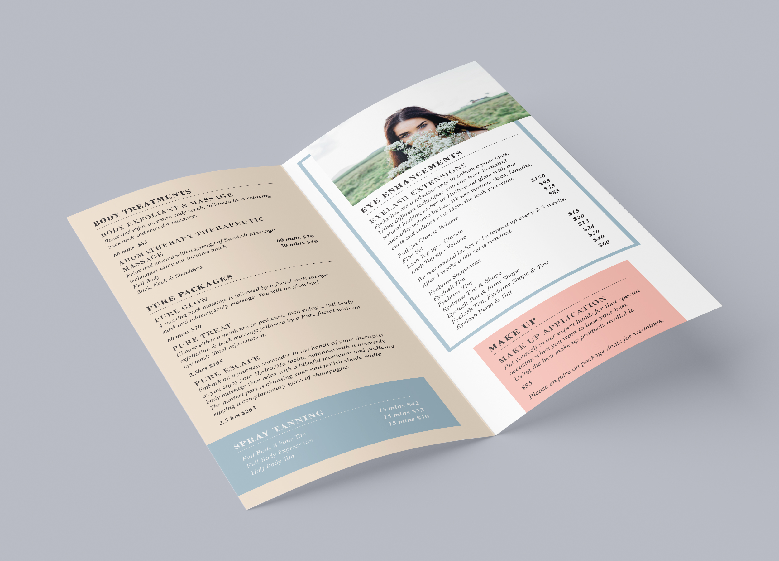 Pure Beauty &amp; Massage Brochure Design