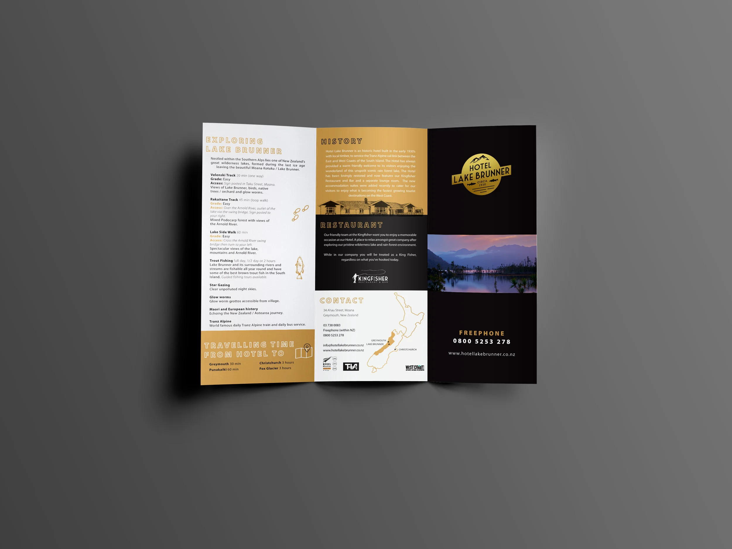 Hotel Lake Brunner Tri Fold Brochure Front