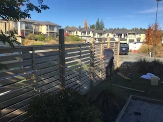 Building trellis fence at Mantra