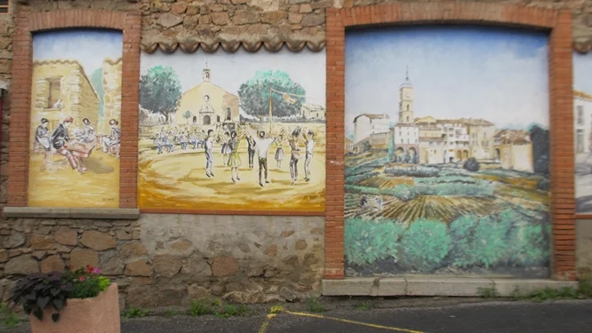 Murals at Saint-Laurent-de-Cerdans showing the dancing of the Sardane (center). Photo Travellati Tours.jpg