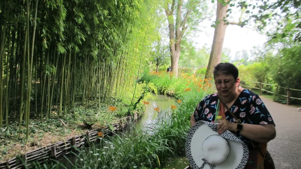 Pam in the bamboo glade in Monet's garden at Giverny. Photo Travellati Tours.