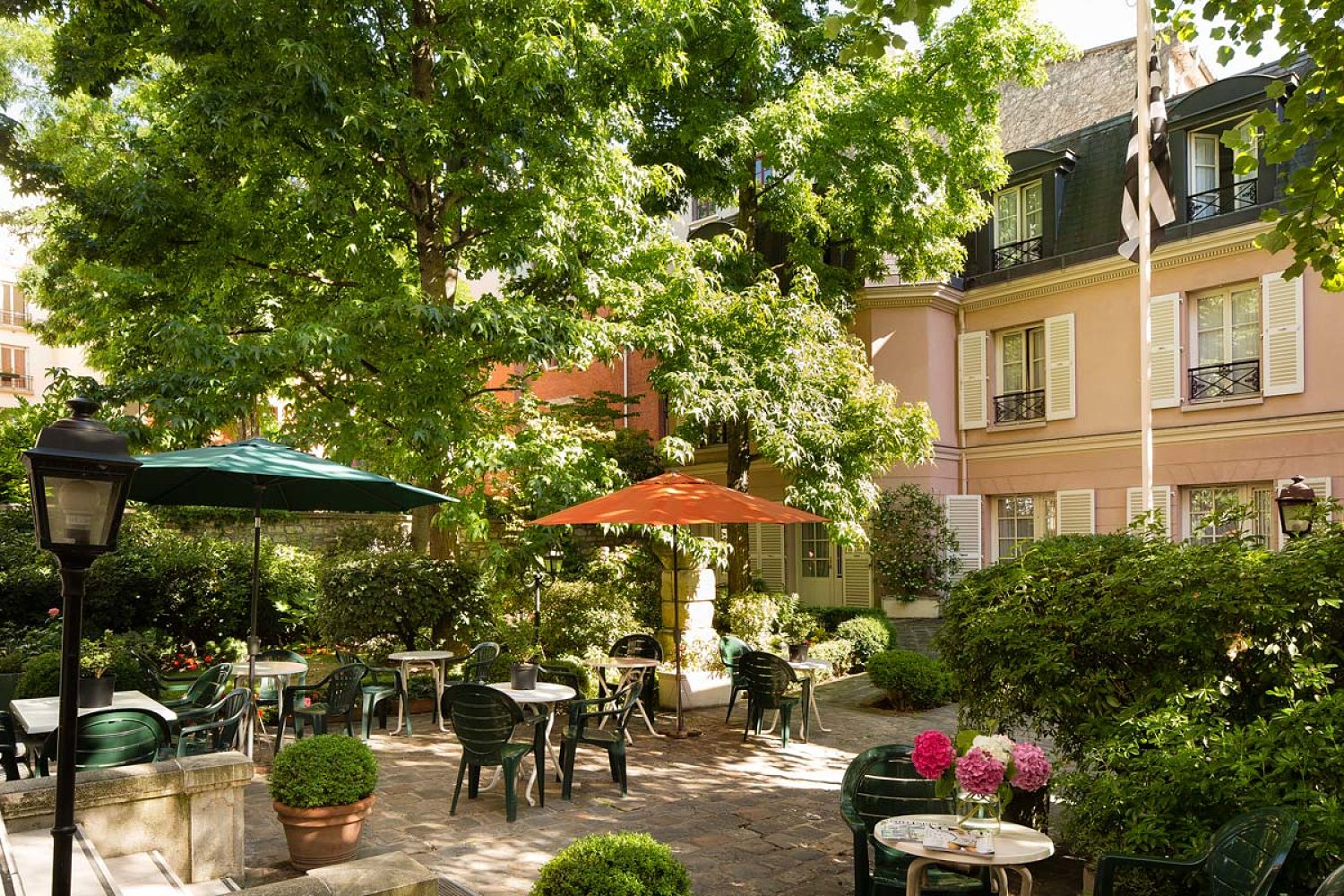 The garden of our hotel in the Latin Quarter in Paris.