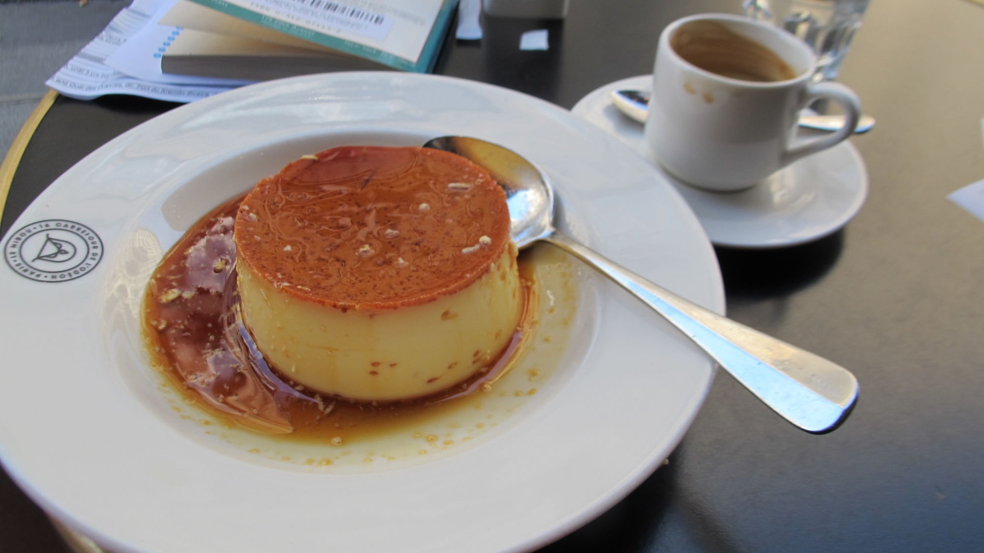 A crème caramel just like Mom used to make at a café in the Saint Germain des Prés area of Paris.