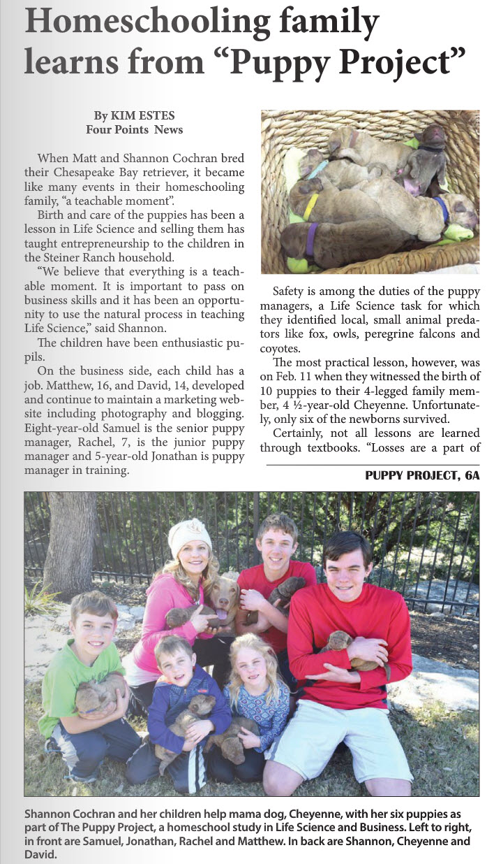 Puppy Project Four Point News Pg1.jpg