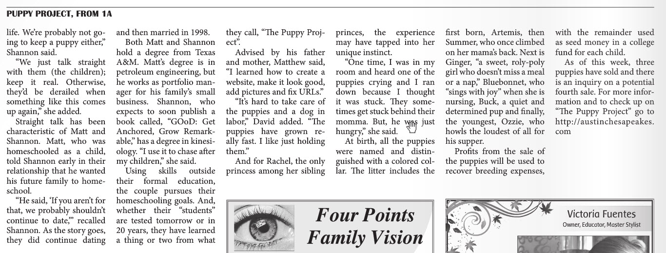 Puppy Project Four Point News Pg2.jpg